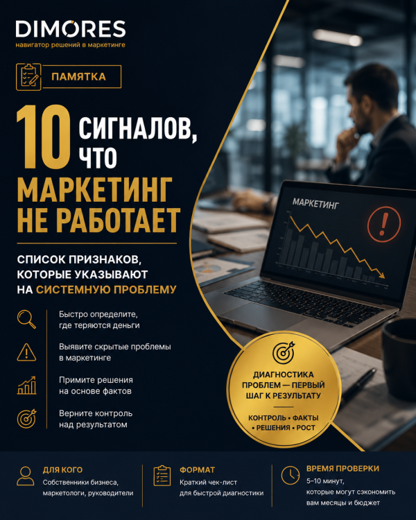 10 сигналов, что маркетинг не работает — памятка DIMORES